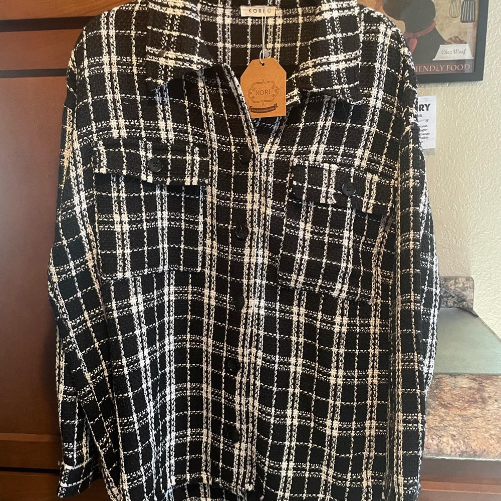 Kori Black and White Checkered Knit